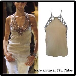 Rare Archival Chloe Spring 2000 Rhinestone Cutout 100% Silk by Stella McCartney